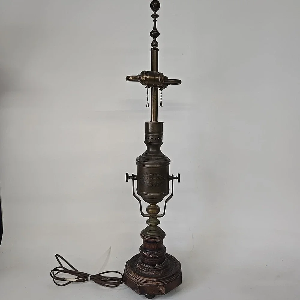 Antique Hadleigh & Stone London Ship's Chandler Brass Gimbal Electric Lamp